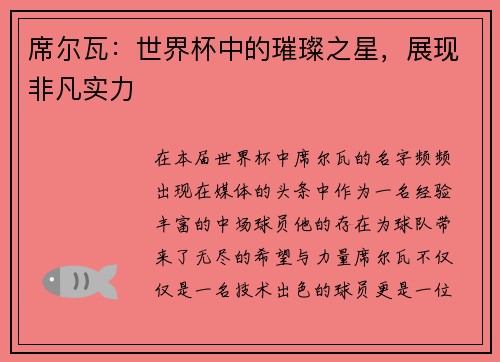 席尔瓦：世界杯中的璀璨之星，展现非凡实力